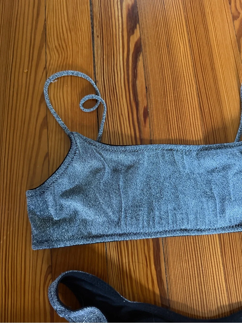 Triangl Metallic Silver Bikini Top & Bottom Set - Size M
